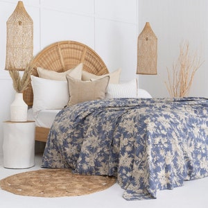Luxury Valentine&#39;s Day Gift, Handmade Kantha Quilt | Unique Quilted Bedspread Boho Print Throw Blanket , Vintage Bedding & Home Décor