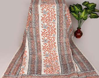 Premium Handmade block Print Throw Hand block print Soft Cotton Boho Blanket Sofa Décor Room Décor Tassels Hand Loomed Block Print Cotton