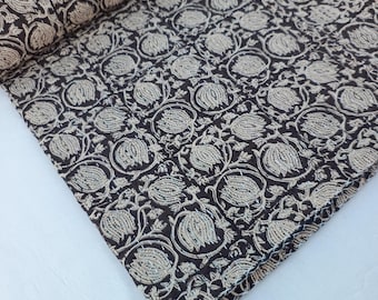 Black & off white kantha quilt Handmade floral Design Quilted Bedding Bedspread Handblock Print Cotton