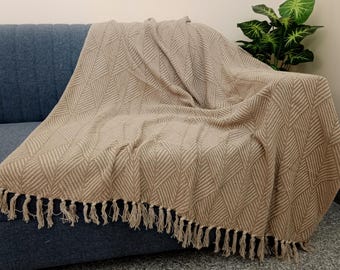 Premium Soft Cotton Throw Blanket Sofa Décor Room Décor 127cmX 152cm Size, Natural Throw Boho Blanket, Summer Picnic Blanket, New Year Gifts