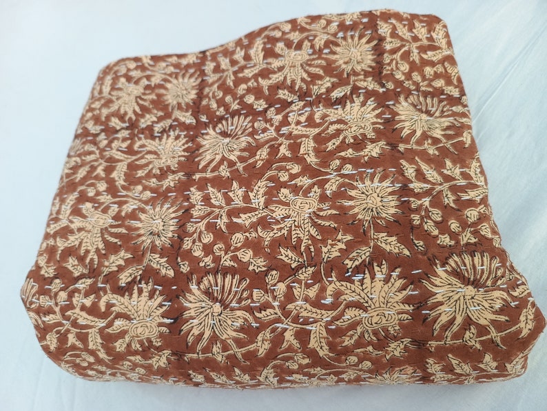 Brown Kantha Quilt All Size Quilt Twin Size Quilt, Queen Size & King