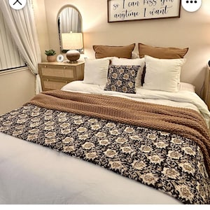 Luxury Sheila Floral Kantha Quilt, Handmade Block Print Bedspread, Quilted Cotton Throw Blanket, Boho Bedding & Home Decor Housewarming Gift
