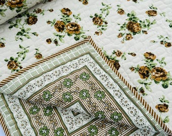 Handmade Reversible Cotton Quilt – Block Print Indian Dohar