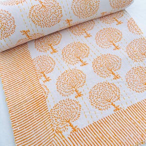 Kantha Quilt Queen Size, Hand-Stitched Indian Cotton Blanket, Soft Boho Bedspread, Unique Bedding, Boho Kantha Quilt Housewarming Gift