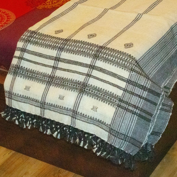 Handmade Indian Wool Throw Blanket | Handwoven Throw Blanket Bed Sofa Throw Handwoven Wool Throw Blanket Cottage Living Room Décor