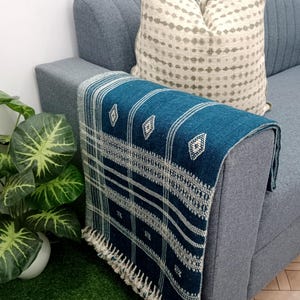Vintage Handwoven Indian Wool Throw Blanket | Cottage Decor