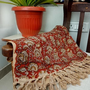 Premium Handmade Throw Hand Block Print Throw Soft Cotton Throw Blanket Sofa Décor Room Décor Tassels Hand Loomed soft Gauze blanket throw