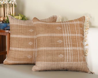 Handgewebter Bhujodi Wollkissen-Bezug: Indisches Wohndekor (50x50, 52,5cm)