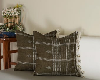 Handgewebte Wolle Kissenbezug | Indisches Bhujodi-Design, 20x20