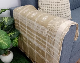 Handgewebte indische Creme Wolldecke: Landhaus Wohnzimmer Dekor