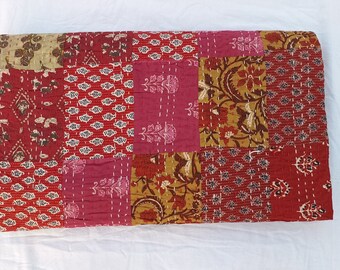 Kantha Quilt Handgemaakte Kantha Quilt Uniek ontwerp Handgemaakte Kantha Gewatteerde Beddengoed Sprei Print Gooi Deken Quilt