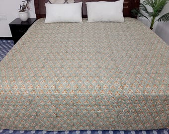 Luxus-Blumendruck-Kantha-Quilt, alle Größe Twin Size-Decke, Queen-Size- und King-Size-Quilt, natürliche Farben Handgefertigte weiche Kantha-Quilt