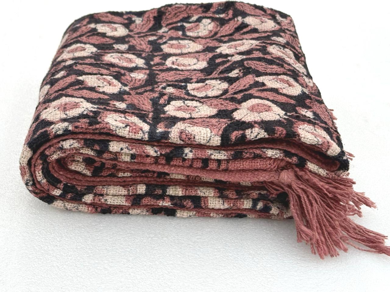 thumbnail interactive-video image 1 of Black Mudcloth Style Throw Blanket – Handwoven Boho Cotton Sofa Decor (72x50 Inches) 1 of 4