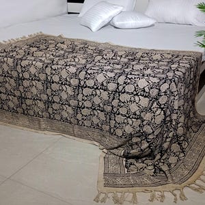 Premium vintage inspired throw Handmade Throw, Soft Cotton Boho Blanket Sofa Décor Room Décor Tassels Block print, Boho Cotton Bedding Throw