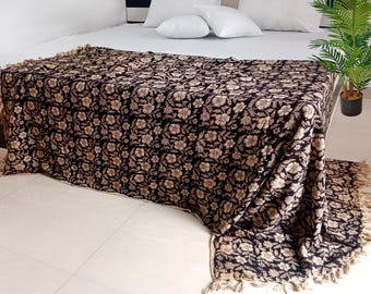 Handblockdruck Baumwolle Überwurf mit Quasten - Boho Dekor für Sofa