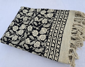 Premium Handmade block Print Throw Hand block print Throw Soft Cotton Blanket Sofa Décor Room Décor Tassels Hand Loomed Block Print Cotton