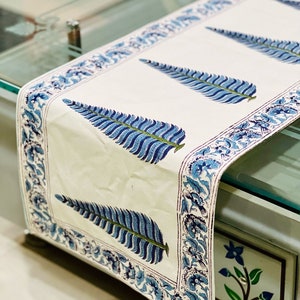 Premium Hand Block Floral Print Rectangle Table Runner 100% Pure Cotton Dining Table Cover up Border Design, Wedding Events Home Decor Party