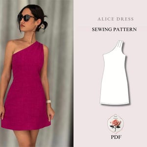 Alice Dress | One Shoulder Mini Dress Pattern + Video Tutorial | Linen Asymmetrical Dress Pattern | Summer Dress Sewing | INSTANT DOWNLOAD