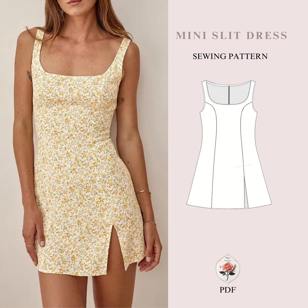 Lena Dress | 90s Mini Dress Pattern | Side Slit Tutorial | Retro Dress  Pattern | Cute Summer Dress | PDF Sewing Pattern | INSTANT DOWNLOAD - Etsy
