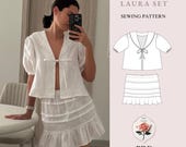 Womens Sewing Pattern | Linen Mini Skirt Pattern | Tie Front Shirt Pattern | PDF Sewing Pattern | Easy Sewing Pattern | INSTANT DOWNLOAD