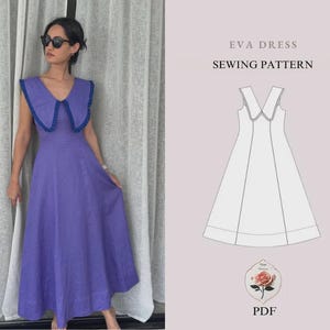 Midi Dress Sewing Pattern | Peter Pan Collar Dress | Mod Dress Pattern | Vintage Style Dress | Womens Dress Pattern | INSTANT DOWNLOAD