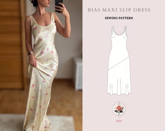 Pink Dress | Maxi Dress Pattern | Slip Dress Pattern | PDF Sewing Pattern | Sun Dress Pattern | Cute Summer Dress | INSTANT DOWNLOAD