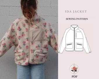 Ida Jacket | Fleece Teddy Jacket Sewing Pattern | Sizes XXS–2XL | Easy Zip Up Fleece Jacket | Raglan Sleeve Outerwear | Instant PDF Download