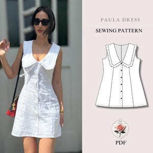 Paula Dress | Peter Pan Collar Mini Dress | Sleeveless Dress | Easy PDF Sewing Pattern + Video Tutorial | Babydoll Dress | INSTANT DOWNLOAD