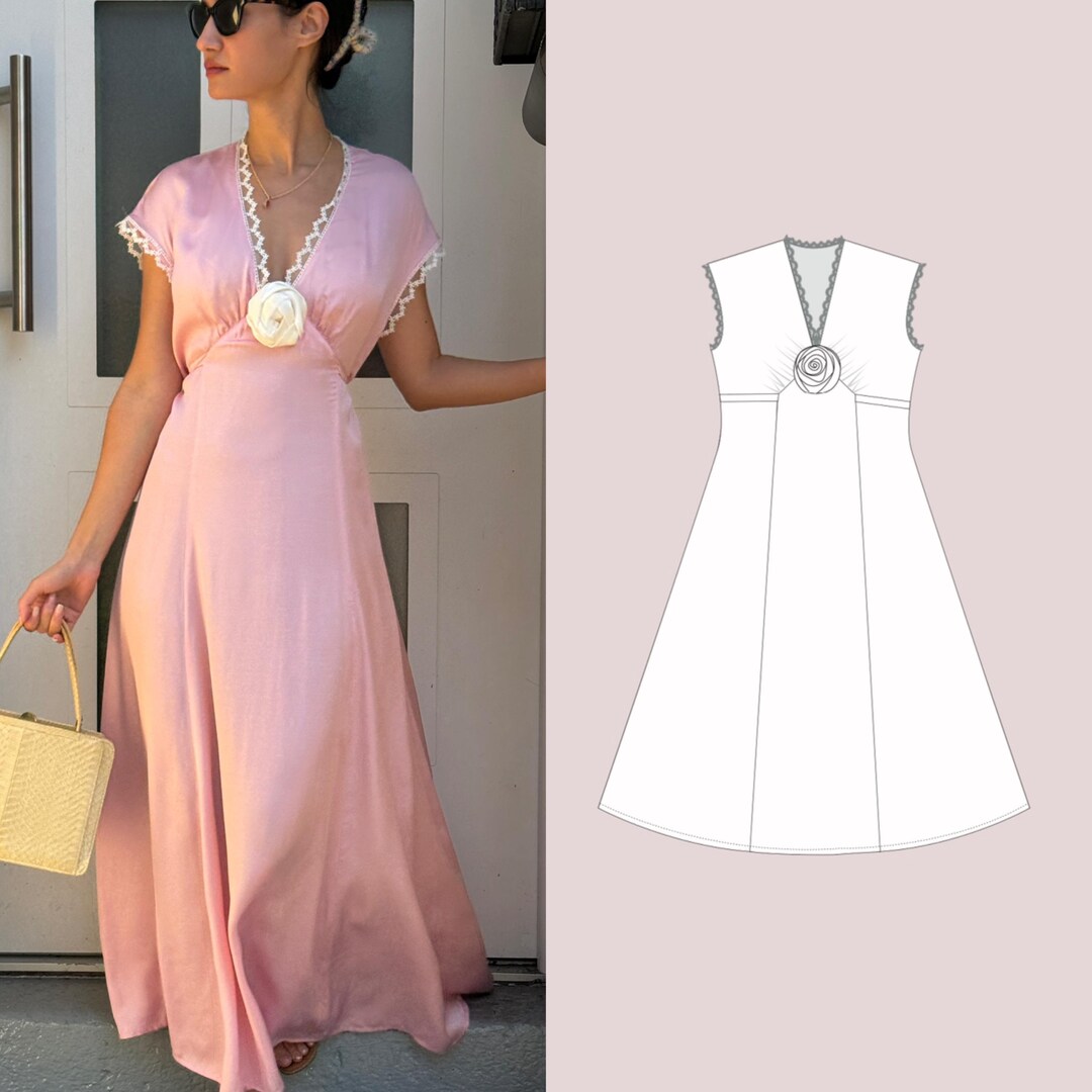 Maxi Dress Pattern Womens Sewing Pattern Silk Maxi Dress Vintage Style ...