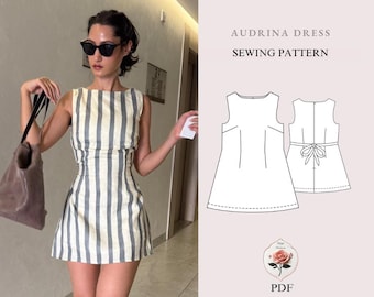 Audrina Dress | Boat Neck Sleeveless A-Line Dress | Sizes XXS–2XL | Beginner Friendly Invisible Zipper Pattern | INSTANT DOWNLOAD