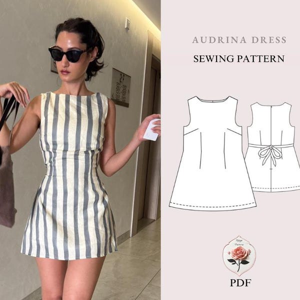 Audrina Dress | Boat Neck Sleeveless A-Line Dress | Sizes XXS–2XL | Beginner Friendly Invisible Zipper Pattern | INSTANT DOWNLOAD