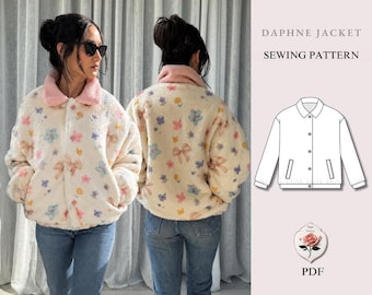 Daphne Jas | Volledig gevoerde, comfortabele jas | Jas met knoopsluiting en kraag | Naaipatroon voor beginners | Maten XXS–2XL | Direct te downloaden als PDF