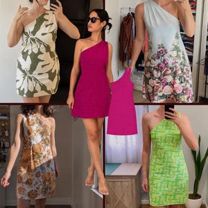 Alice Dress | One Shoulder Mini Dress Pattern + Video Tutorial | Linen Asymmetrical Dress Pattern | Summer Dress Sewing | INSTANT DOWNLOAD image 5