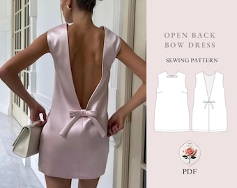 Camille Dress | Coquette Bow Mini Dress Pattern | Low Back Dress | DIY Sewing Instructions | Satin Cocktail Dress Tutorial | INSTANT DOWNLOAD
