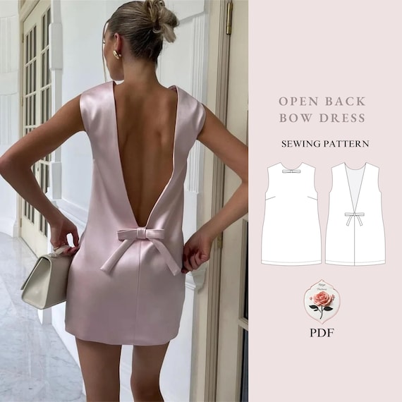 Camille Dress | Coquette Bow Mini Dress Pattern | Low Back Dress | DIY Sewing Instruction | Satin Cocktail Dress Tutorial | INSTANT DOWNLOAD