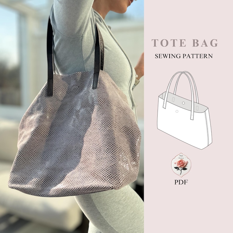 Tote Bag Sewing Pattern Beginner Leather Shopper Bag Sewing Pattern PDF ...