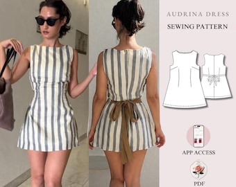 Audrina Dress | Boat Neck Sleeveless A-Line Dress | Sizes XXS–2XL | Beginner Friendly Invisible Zipper Pattern | INSTANT DOWNLOAD