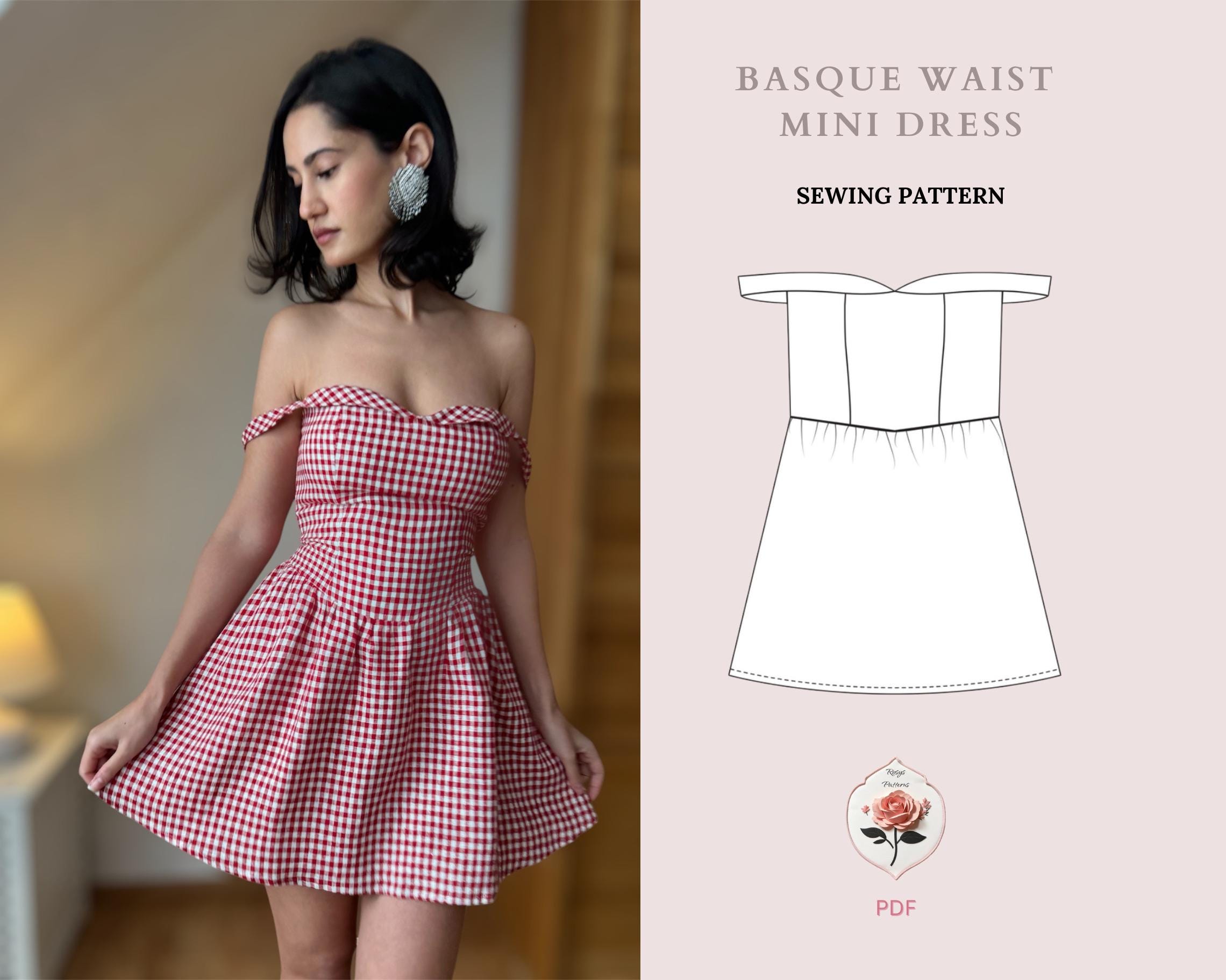 Sally Dress | Basque Waist Tinker Bell Mini | off Shoulder Dress Sewing ...