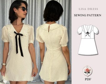 Lisa Dress | Peter Pan Collar Mini Dress | Summer Dress | PDF Sewing Pattern | Mod Dress Pattern | Babydoll Dress | INSTANT DOWNLOAD