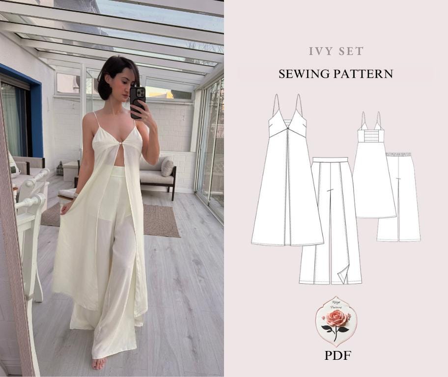 Ivy Set | Maxi Top & Wide Leg Pants Sewing Pattern | Cut-out