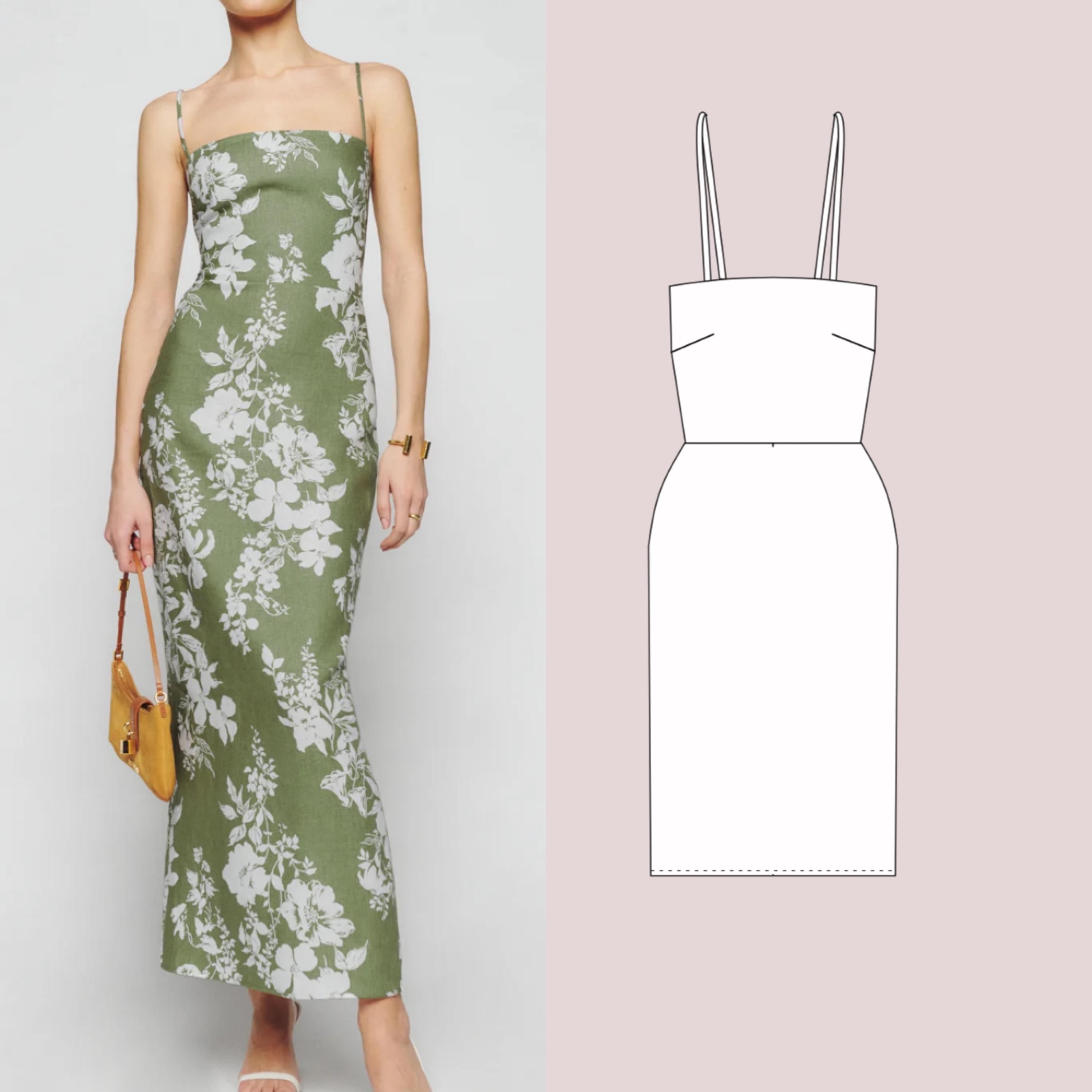 chinese dress ladies Spaghetti Strap Maxi A Line Dress PDF Sewing Pattern  Rosys Patterns
