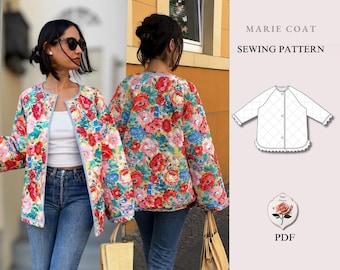 Marie Coat | Gewatteerde jas naaipatroon voor beginners | Laagjesjas/vest patroon | Maten XXS-XXL | Eenvoudige PDF direct digitaal te downloaden