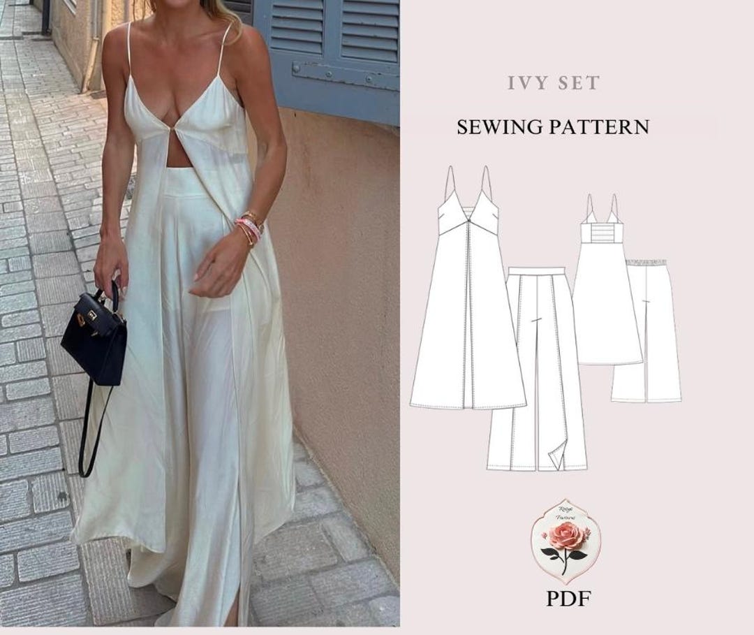 Ivy Set | Maxi Top & Wide Leg Pants Sewing Pattern | Cut-out