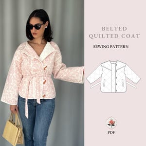 Padrão de costura para iniciantes em jaqueta acolchoada | Tamanhos XXS-XXL | Padrão de casaco cardigan | Download INSTANTÂNEO