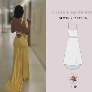 Yellow Rom Com Dress Pattern | Satin Evening Gown Pattern | How to Lose a Guy in 10 Days Dress | PDF Sewing Tutorial | INSTANT DOWNLOAD