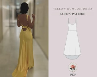 Yellow Rom Com Dress Pattern | Satin Evening Gown Pattern | How to Lose a  Guy in 10 Days Dress | PDF Sewing Tutorial | INSTANT DOWNLOAD - Etsy