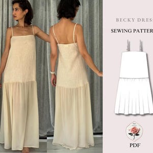 Becky Dress | Spaghetti Strap Maxi Dress | A Line Dress Tutorial | Sleeveless Summer Dress Sewing Pattern | Easy INSTANT PDF DOWNLOAD
