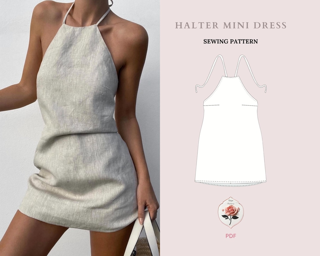 Zoya Dress | Linen Halter Mini Dress Pattern | Backless Dress Pattern | Tie  Neck Dress Sewing | Summer Dress Tutorial | PDF INSTANT DOWNLOAD - Etsy