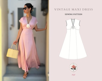 Berta Dress | Womens Maxi Dress Sewing Pattern | Silk Maxi Dress | Vintage  Style Dress Pattern | Easy Sewing Pattern | INSTANT DOWNLOAD - Etsy