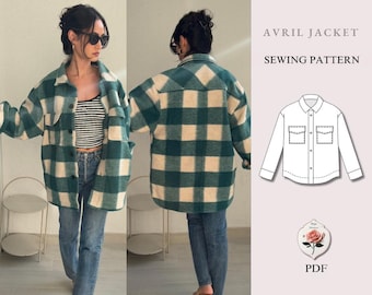 Avril Jas | Oversized Shacket Jas Patroon | Gevoerde Jas met Knoopsluiting Naaipatroon | Maten XXS–2XL | Eenvoudig Direct PDF Downloaden